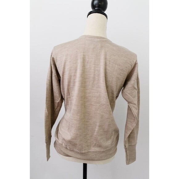 Vintage Snowflakes Tan Wool pullover crew adjustable neck sweater S 40 Moth Hole - Picture 2 of 8